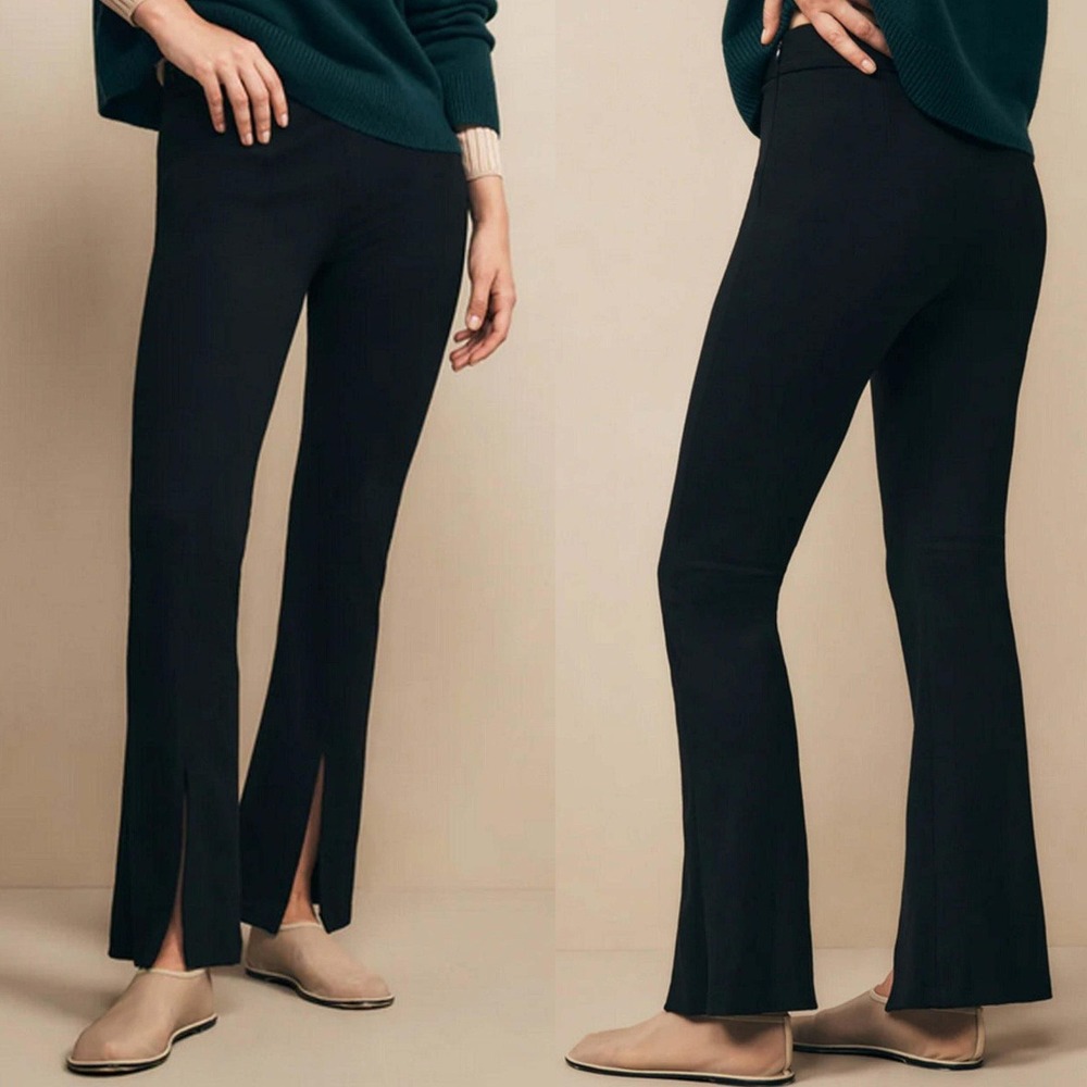 TWP Black Sexy Back Pant Split Hem Flare Trousers Pants Size 6